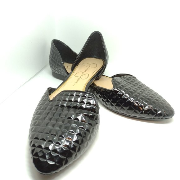Jessica Simpson Renonna Black Waffle Embossed Flat Size 5 M - Picture 2 of 9